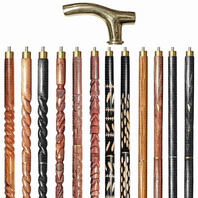 A.A.Nauticals Wooden Walking Stick Cane for Men & Women, Vintage Handmade Personalized & Collapsible, Gift for Men(12 Walking Sticks Design, Brown Antique Brass Head/Handle)-AANWS29-WS12