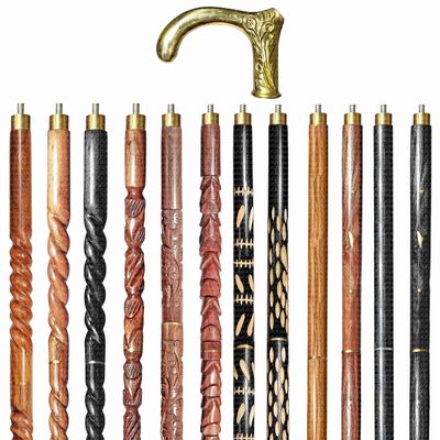 A.A.Nauticals Wooden Walking Stick Cane for Men & Women, Vintage Handmade Personalized & Collapsible, Gift for Men(12 Walking Sticks Design, Golden Polished Brass Head/Handle)-AANWS28-WS10