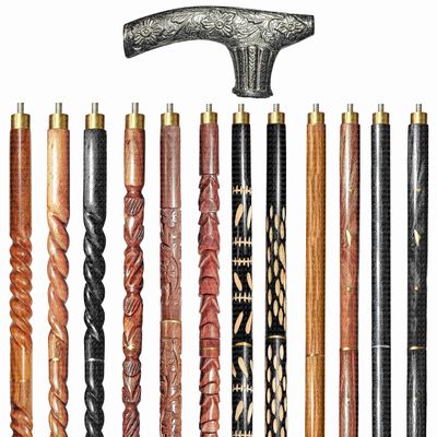 A.A.Nauticals Wooden Walking Stick Cane for Men & Women, Vintage Handmade Personalized & Collapsible, Gift for Men(12 Walking Sticks Design, Black Antique Brass Head/Handle)-AANWS27-WS10
