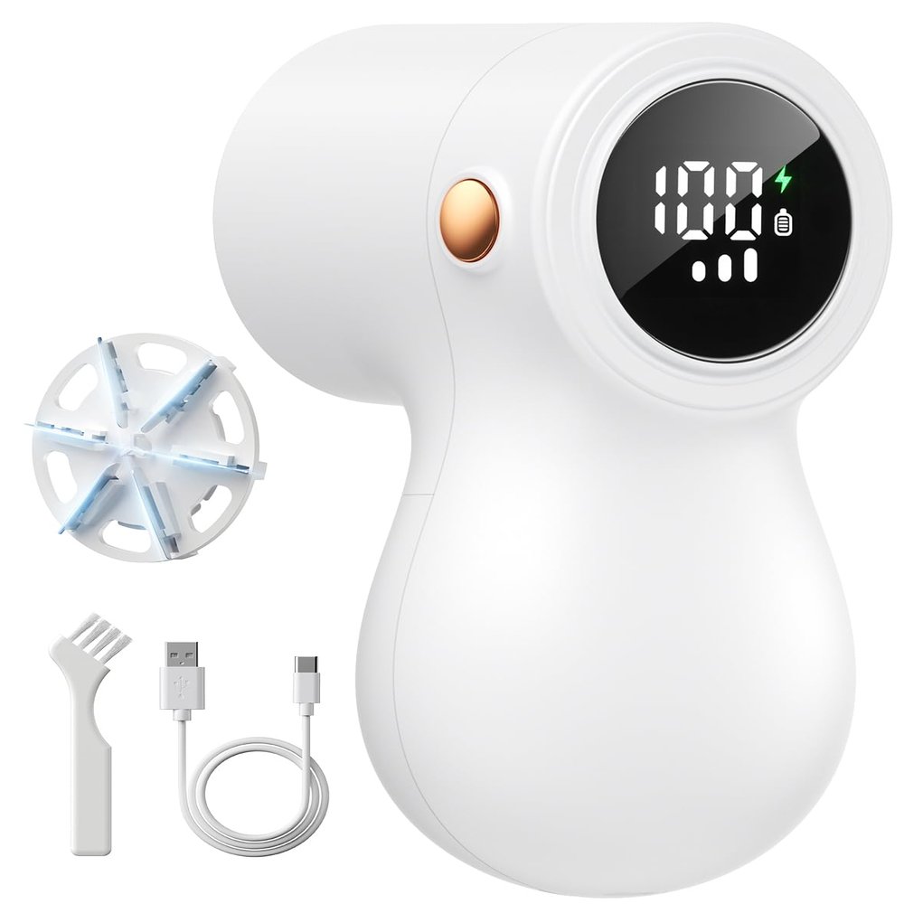  Fabric Shaver, coldSky Lint Remover for Clothes with 3 Replaceable Blades, Electric Lint Shaver with Digital Display, 3-Speeds Defuzzer for Removing Fuzz and Pill from Sweater
