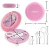 2PCS Retainer Case with Mirror and Adjustable Vent Holes, Cute Slim Aligner Case Compatible with Invisalign, Night Mouth Guard Case, With Retainer Remover Tool, Chew & Brush, White+Pink view 3
