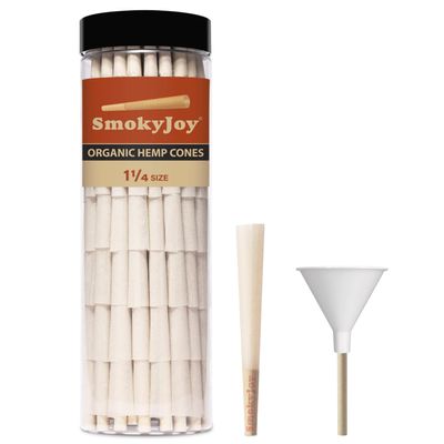 SmokyJoy 200 Pack 1 1/4 Size Cones Rolling Papers Pre Rolled Paper Cones - Preroll Pre Rolls Paper with Filter Tips and Packing Tubes Included