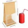 100PCS Bakery Bags with Window, 5.1 x 4.3 x 11.2 Inch Brown Tin Tie Tab Lock Bags Bakery Cookie Bags, Kraft Paper Cookie Treat Bag for Cookies Packaging Gift Giving Wedding Favors Coffee view 2