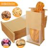 100PCS Bakery Bags with Window, 5.1 x 4.3 x 11.2 Inch Brown Tin Tie Tab Lock Bags Bakery Cookie Bags, Kraft Paper Cookie Treat Bag for Cookies Packaging Gift Giving Wedding Favors Coffee view 4