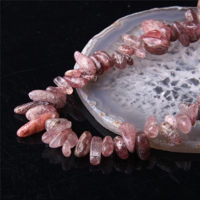 100g Irregular Stone Bead Smooth Beads Agates Crystal Quartz Drilled Stick Beaded for Making Jewelry,36.Strawberry Quartz,100g