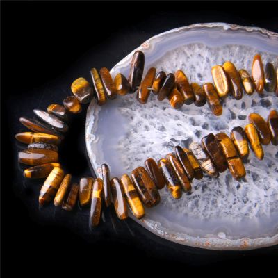 100g Irregular Stone Bead Smooth Beads Agates Crystal Quartz Drilled Stick Beaded for Making Jewelry,26.Tiger Eye,100g