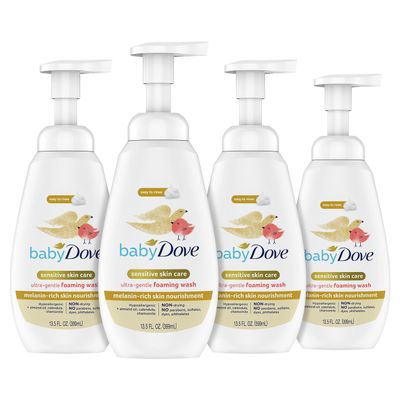 Baby Dove Baby Foaming Wash Melanin-Rich Skin Nourishment 4 Count Moisturizes Skin Ultra Gentle 13.5 fl. oz.
