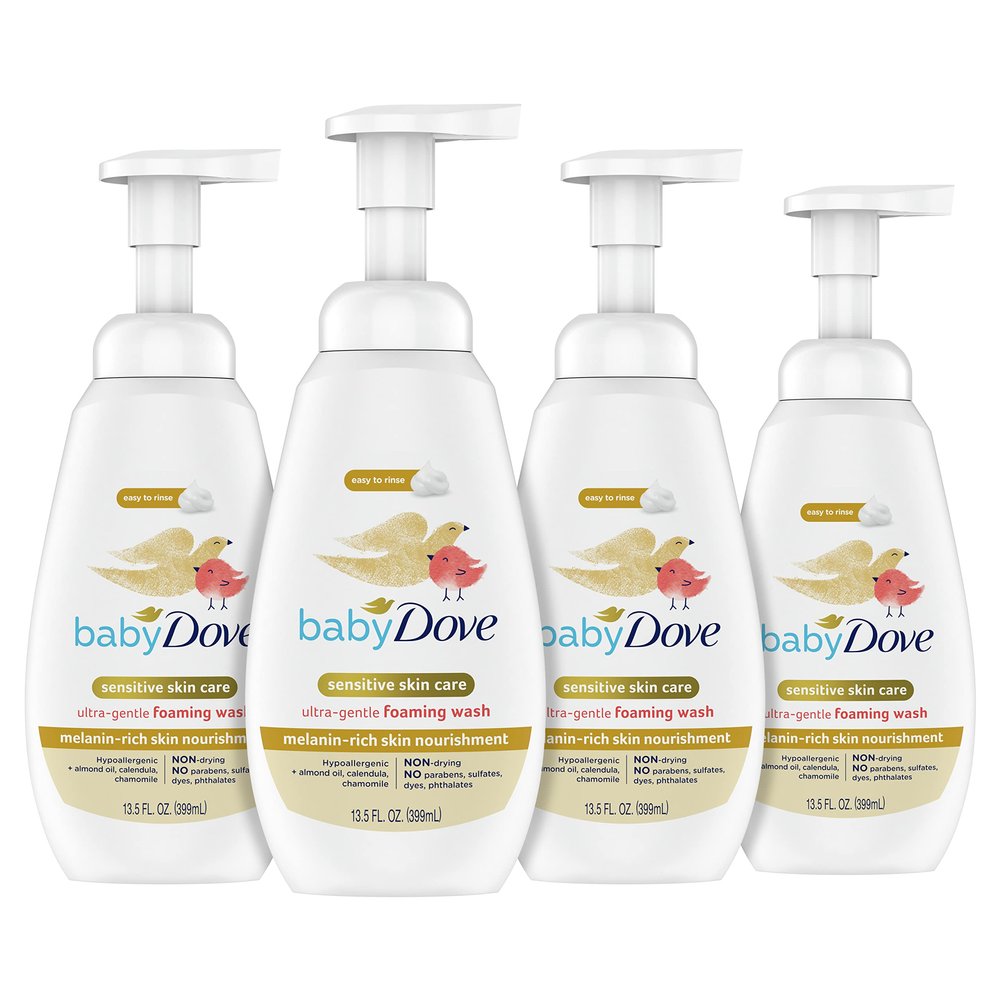 Baby Dove Baby Foaming Wash Melanin-Rich Skin Nourishment 4 Count Moisturizes Skin Ultra Gentle 13.5 fl. oz.