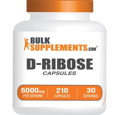 BulkSupplements.com D-Ribose Capsules - Ribose Supplement, for Energy Support - Gluten Free, 7 Capsules per Serving (5000mg), 210 Count (Pack of 1)