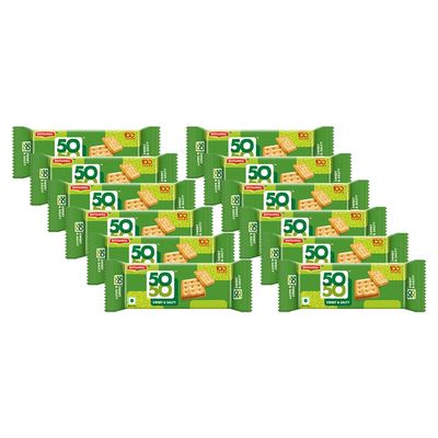BRITANNIA Crackers 50 50 Sweet and Salty Biscuit 2.19oz (62g) - Delicious, Light & Crispy Grocery Cookies - Best Treat for Friends & Family (Pack of 12)