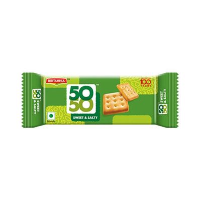 Britannia Crackers 50 50 Sweet and Salty Biscuit 2.19oz (62g) - Delicious, Light & Crispy Grocery Cookies - Best Treat for Friends & Family (Pack of 24)