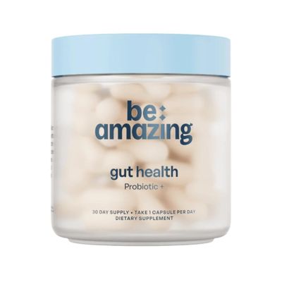 Be Amazing Gut Health Probiotic, Supplement with 10 Billion CFU and 8 Probiotic Strains, Ginger Root, Licorice Root & Digestive Enzymes for Men and Women, Gluten Free, Vegan, Non GMO, 30 Capsules