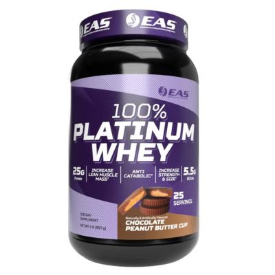 EAS 100% Platinum | 3 Ultra-Platinum Whey Proteins | Increase Size & Strength | 25g Protein, 5.5g BCAAs | 2 Pound (Chocolate Peanut Butter Cup)