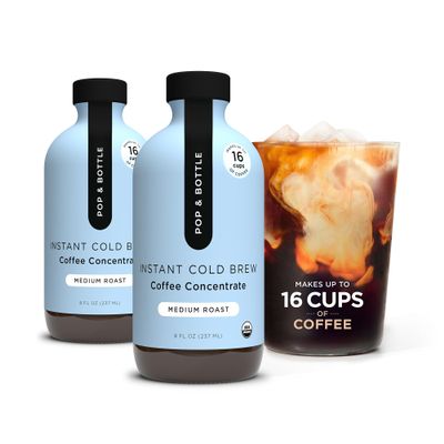Pop & Bottle Coffee Concentrate - Organic Cold Brew Concentrate Liquid, Instant Iced Coffee, Dairy Free, Makes Up to 16 Cups - Classic, 8 Fl Oz (2 Pack)