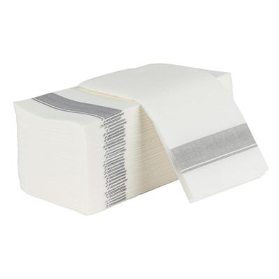 Cloth Feel Dinner Napkins with Silver Design Disposable - Single Use Linen Feel Guest Towels, Absorbent, Soft, Elegant, Bathroom Hand Towels, Party, Wedding, Napkins, Tablesetting (50)