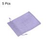 HARFINGTON 5pcs Small Burlap Bags with Drawstring, 5" x 7" Gift Bag Jewelry Pouches for Wedding Party Presents Festival Favors, Purple view 3