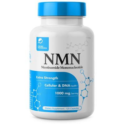 Prime Powders NMN Capsules 1000mg per Serving Stabilized Nicotinamide Mononucleotide Extra Strength High Potency 120 Vegetarian Capsules, Non-GMO & Gluten-Free
