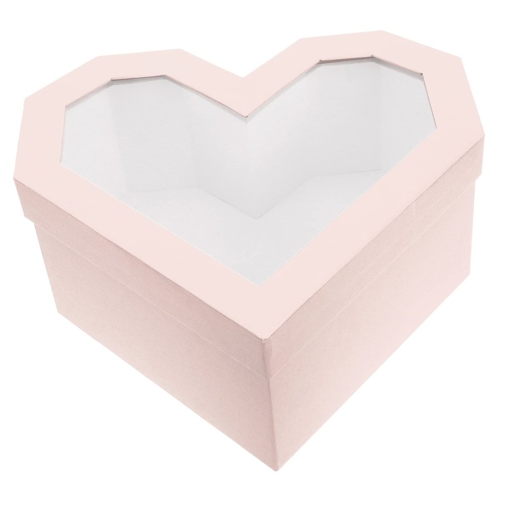 HANABASS Heart Shape Flower Box with Clear Window Valentine Day Wrapping Box for Flowers Necklaces and More Elegant Design for Special Occasions