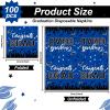 100 Pack Graduation Party Disposable Napkins Blue 2025 Congrats Grad Paper Napkins Congratulate Graduation Themed Party Luncheon Napkins for College High School Graduation Table Supplies view 2