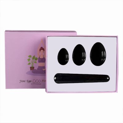 Obsidian Yoni Eggs Wand Set Natural Black Jade Egg Women Kegel Massage Ball Yoni Wand Jade Massager,Type 3