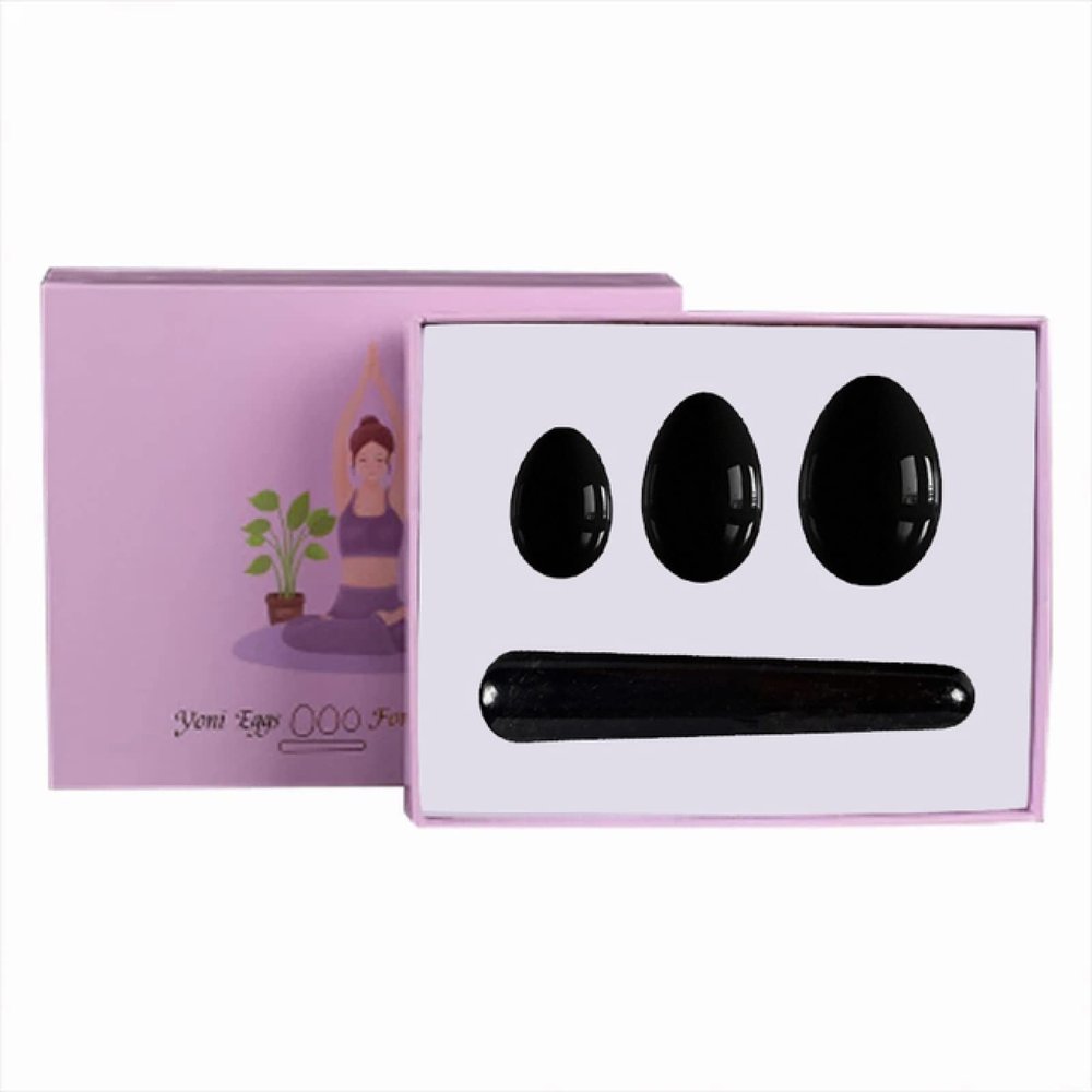 Obsidian Yoni Eggs Wand Set Natural Black Jade Egg Women Kegel Massage Ball Yoni Wand Jade Massager,Type 3
