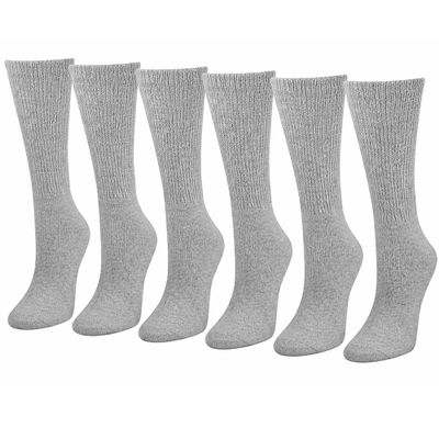 Diamond Star Diabetic Socks, Non-Binding Circulatory Cushion Cotton Crew & Anke Diabetic Socks for Women (US, Numeric, 9, 11, Regular, Regular, 6 Pairs Grey)