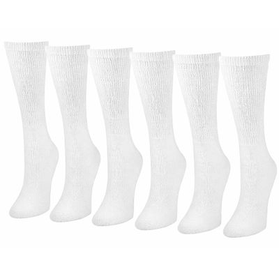 Diamond Star Diabetic Socks, Non-Binding Circulatory Cushion Cotton Crew & Anke Diabetic Socks for Women (US, Numeric, 9, 11, Regular, Regular, 6 Pairs White)
