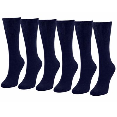 Diamond Star Diabetic Socks, Non-Binding Circulatory Cushion Cotton Crew & Anke Diabetic Socks for Women (US, Numeric, 9, 11, Regular, Regular, Crew-Navy)