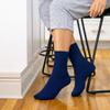Diamond Star Diabetic Socks, Non-Binding Circulatory Cushion Cotton Crew & Anke Diabetic Socks for Women (US, Numeric, 9, 11, Regular, Regular, Crew-Navy) view 3