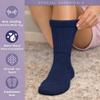 Diamond Star Diabetic Socks, Non-Binding Circulatory Cushion Cotton Crew & Anke Diabetic Socks for Women (US, Numeric, 9, 11, Regular, Regular, Crew-Navy) view 4