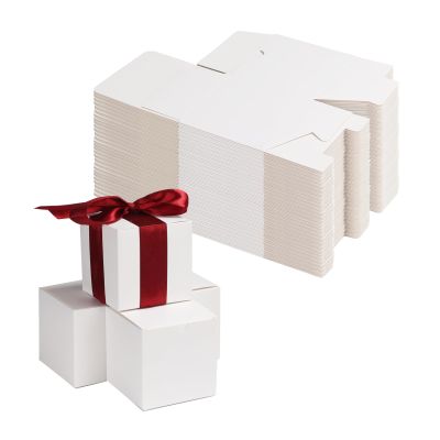 Calenzana 4x4x4 Inches Small Gift Box with lids Pack of 100, White Gift Boxes Bridesmaid Proposal Box for Candy Crafting Wedding Party Favor Birthday Gift Boxes
