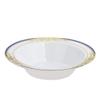 10 pcs 12 oz White Plastic Bowls with Gold and Blue Trim - Disposable Wedding Party Home Tableware Supplies view 1