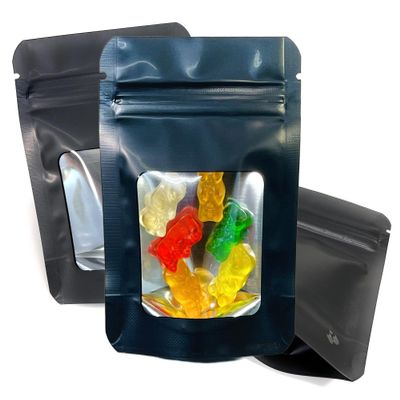 100 Pack Smell Proof Mylar Bags 3.5 x 4.5 x 1 inch Stand Up Resealable Ziplock Foil Pouch. Ultra-Clear Window Not Frosted or Foggy. 4 Mil Thick. Storage, Sample, Travel and Display. ROYPACK