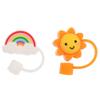 ABOOFAN 2pcs Silicone Straw Tips Cover Sun Rainbow Shape Reusable Drinking Straw Cap Straw Protection Plugs Airtight Seal Party Straw Lids Protector for Hawaii Party view 1