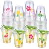 meekoo 100 Pack 12 oz Clear Disposable Luau Cups Hawaiian Flamingo Disposable Plastic Pineapple Tropical Cups for Party Luau and Tiki Party Supplies Birthday Bachelorette Drinkware Decorations view 1