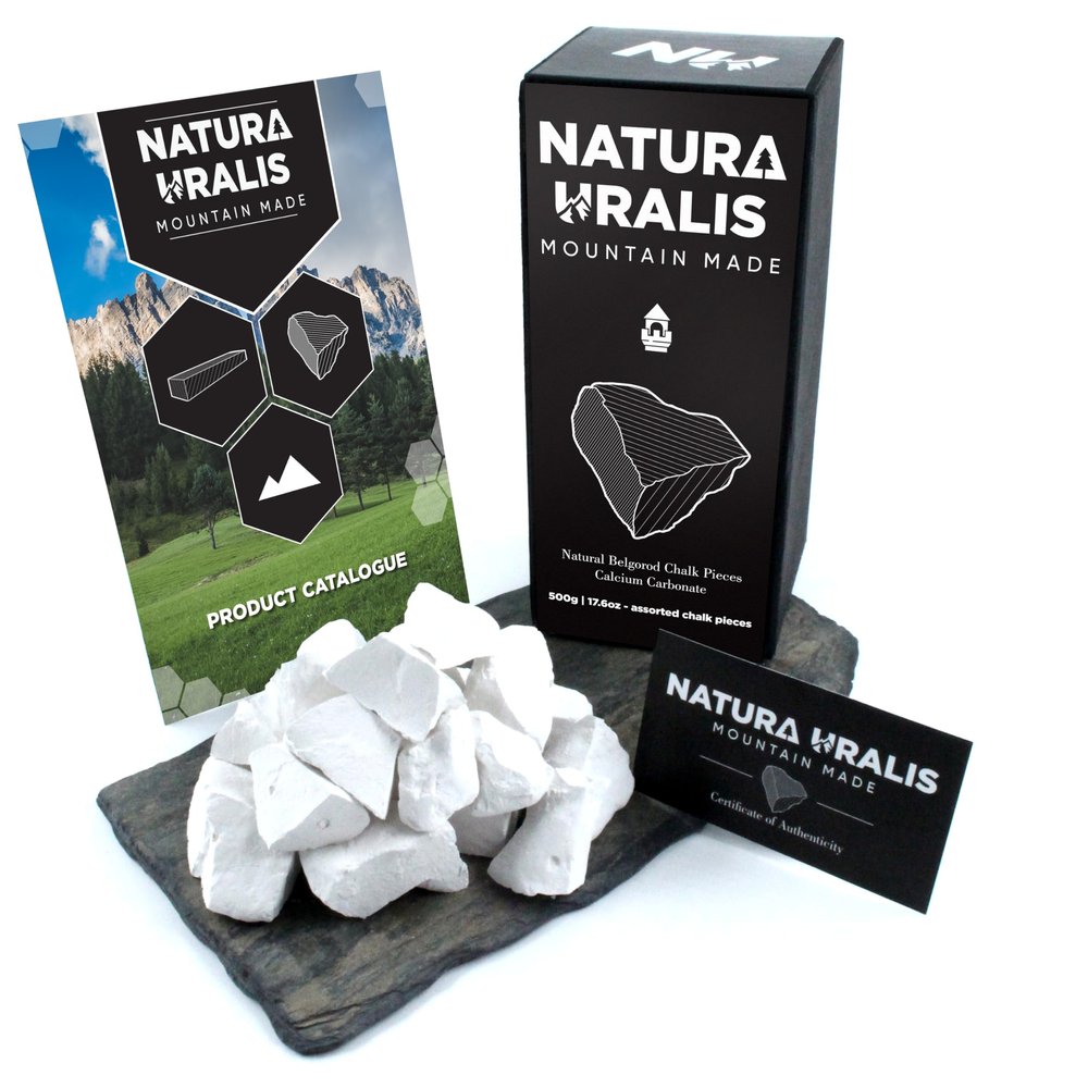 Natura Uralis Premium Belgorod Chalk Chunks | 17oz of White Chalk Chunks - Amazing Crunch, Satisfying Earthy, Velvety and Firm Texture, ASMR Sensation, Natural Calcium Carbonate