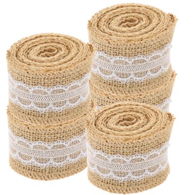 VICASKY 5rolls Delicate Jute Lace Ribbon for Crafts and Decorations for Wrapping Floral Projects and Bow Making Charming Details for Holidays and Special Occasions