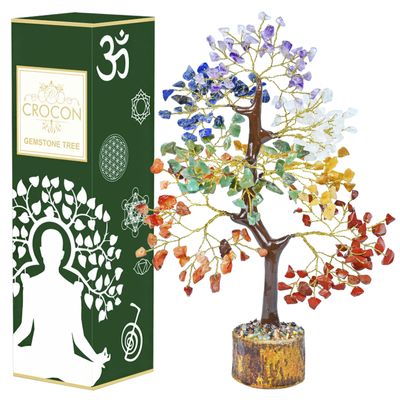 7 Chakra Tree of Life - Crystal Tree for Positive - Gemstone Tree - Seven Chakra Tree Spiritual Wisdom Feng Shui Tree Decor - Handmade - Healing Tree - Attract Good Luck & Charm Gift