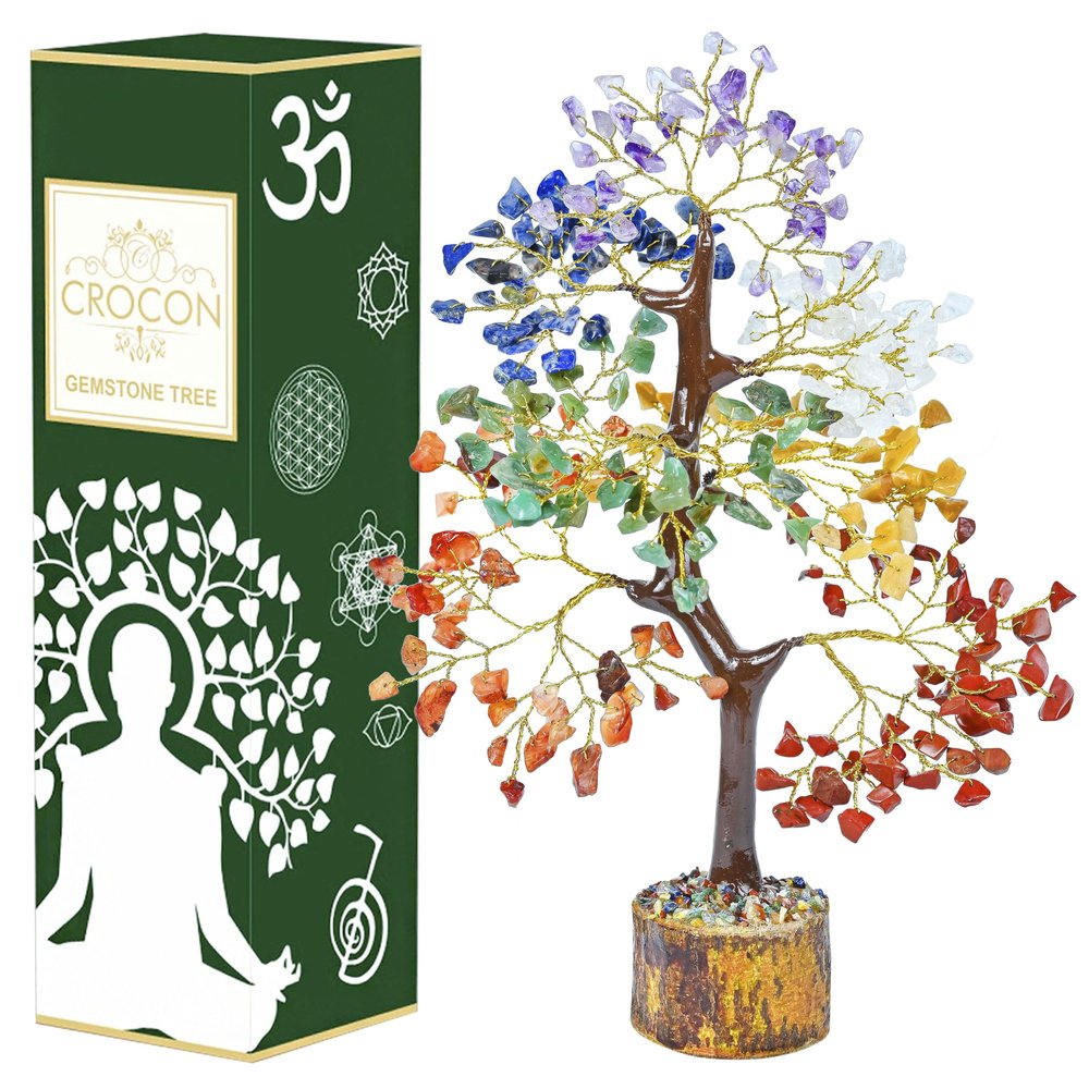 7 Chakra Tree of Life - Crystal Tree for Positive - Gemstone Tree - Seven Chakra Tree Spiritual Wisdom Feng Shui Tree Decor - Handmade - Healing Tree - Attract Good Luck & Charm Gift