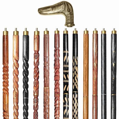 A.A.Nauticals Wooden Walking Stick Cane for Men & Women-Dog Handle, Vintage Handmade Personalized & Collapsible, Gift for Men (12 Walking Sticks Design, Brown Antique Brass Head/Handle)-AANWS45-WS8