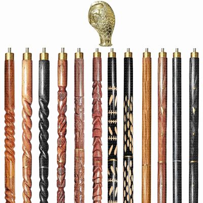 A.A.Nauticals Wooden Walking Stick Cane for Men & Women-Eagle Claw Handle, Vintage Handmade Personalized & Collapsible (12 Walking Sticks Design, Golden Polished Brass Head/Handle)-AANWS34-WS1