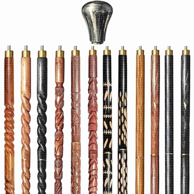 A.A.Nauticals Wooden Walking Stick Cane for Men & Women, Vintage Handmade Personalized & Collapsible Gift for Men (12 Walking Sticks Design, Black Antique Brass Head/Handle)-AANWS36-WS4