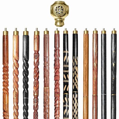 A.A.Nauticals Wooden Walking Stick Cane for Men & Women-Diving Helmet Handle, Vintage Handmade Personalized & Collapsible (12 Walking Sticks Design, Golden Polished Brass Head/Handle)-AANWS35-WS8