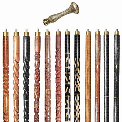A.A.Nauticals Wooden Walking Stick Cane for Men & Women, Vintage Handmade Personalized & Collapsible, Gift for Men (12 Walking Sticks Design, Brown Antique Brass Head/Handle)-AANWS44-WS9