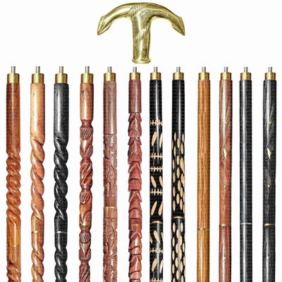 A.A.Nauticals Wooden Walking Stick Cane for Men & Women-Anchor Handle, Vintage Handmade Personalized & Collapsible(12 Walking Sticks Design, Golden Polished Brass Head/Handle)-AANWS31-WS12