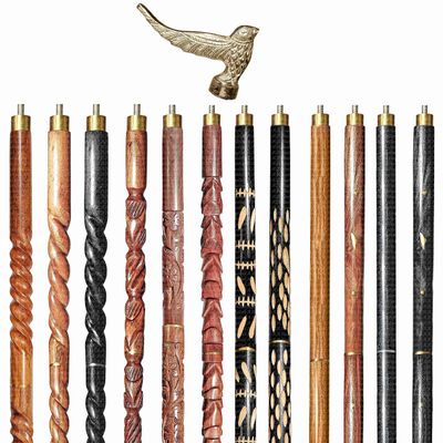 A.A.Nauticals Wooden Walking Stick Cane for Men & Women-Bird Handle, Vintage Handmade Personalized & Collapsible (12 Walking Sticks Design, Brown Antique Aluminum Head/Handle)-AANWS69-WS4