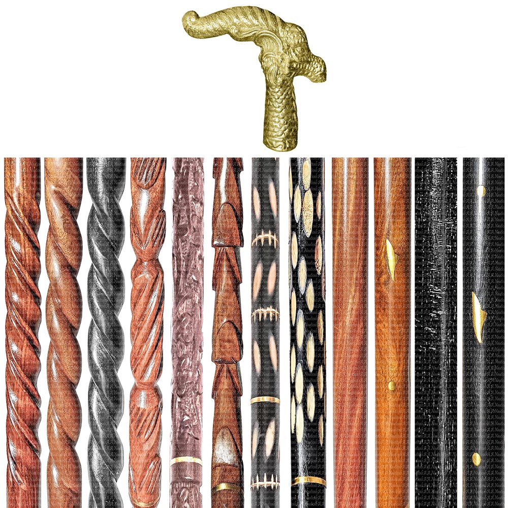 A.A.Nauticals Wooden Walking Stick Cane for Men & Women-Dragon Handle, Vintage Handmade Personalized & Collapsible (12 Walking Sticks Design, Golden Polished Aluminum Head/Handle)-AANWS64-WS10