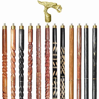 A.A.Nauticals Wooden Walking Stick Cane for Men & Women-Dragon Handle, Vintage Handmade Personalized & Collapsible (12 Walking Sticks Design, Golden Polished Aluminum Head/Handle)-AANWS63-WS11