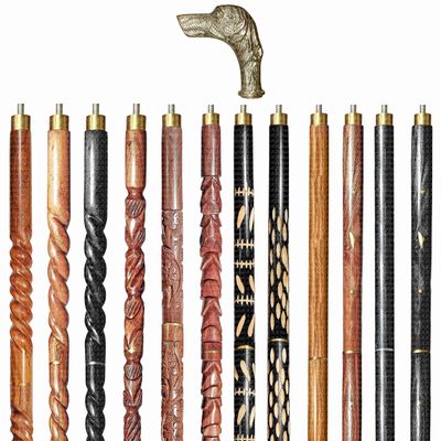 A.A.Nauticals Wooden Walking Stick Cane for Men & Women-Dog Handle, Vintage Handmade Personalized & Collapsible, Gift for Men (12 Walking Sticks Design, Brown Antique Brass Head/Handle)-AANWS41-WS5