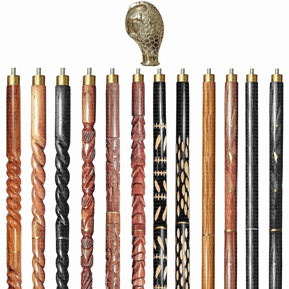 A.A.Nauticals Wooden Walking Stick Cane for Men & Women-Eagle Claw Handle, Vintage Handmade Personalized & Collapsible (12 Walking Sticks Design, Brown Antique Brass Head/Handle)-AANWS34-WS6